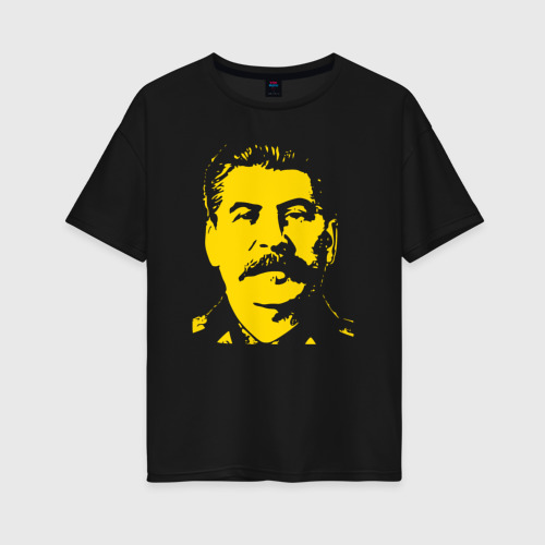 Женская футболка хлопок Oversize Yellow Stalin, цвет черный