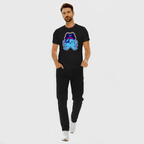 Мужская футболка хлопок Slim Pirate octopus, цвет черный - фото 5