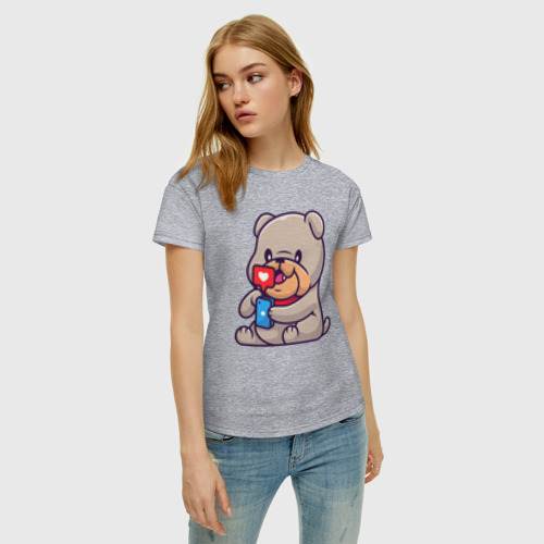 Женская футболка хлопок Like dog, цвет меланж - фото 3