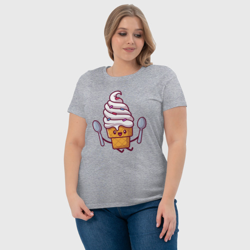 Женская футболка хлопок Весёлый пломбир, цвет меланж - фото 6