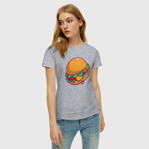 Женская футболка хлопок Burger, цвет меланж - фото 3