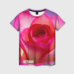 Женская футболка 3D Розовая роза - woman