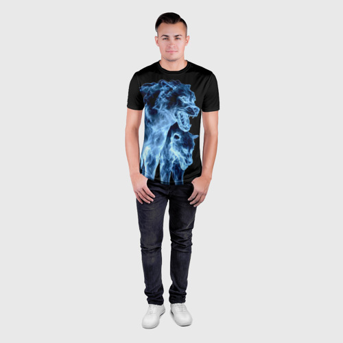 Мужская футболка 3D Slim с принтом Волки призраки, вид сбоку #3