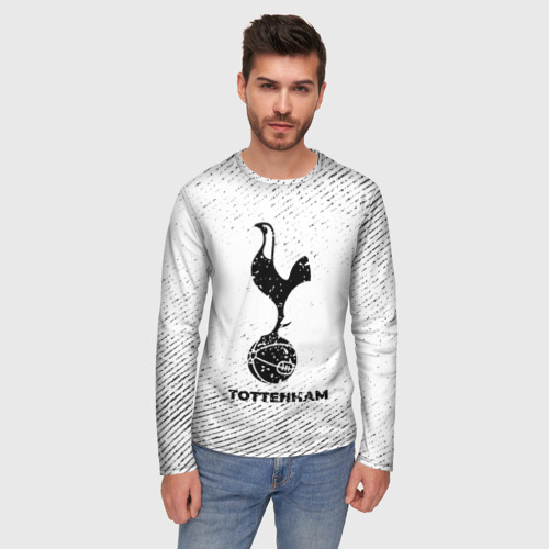 Мужской лонгслив 3D Tottenham с потертостями на светлом фоне, цвет 3D печать - фото 3