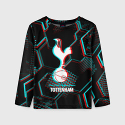 Детский лонгслив 3D Tottenham FC в стиле glitch на темном фоне