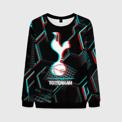 Мужской свитшот 3D Tottenham FC в стиле glitch на темном фоне