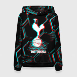 Женская толстовка 3D Tottenham FC в стиле glitch на темном фоне