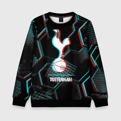 Детский свитшот 3D Tottenham FC в стиле glitch на темном фоне