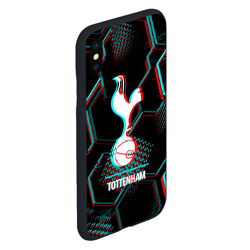 Чехол для iPhone XS Max матовый Tottenham FC в стиле glitch на темном фоне - фото 2