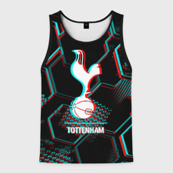 Мужская майка 3D Tottenham FC в стиле glitch на темном фоне