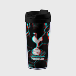 Термокружка-непроливайка Tottenham FC в стиле glitch на темном фоне