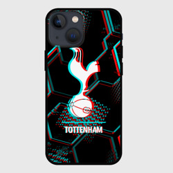 Чехол для iPhone 13 mini Tottenham FC в стиле glitch на темном фоне