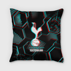 Подушка 3D Tottenham FC в стиле glitch на темном фоне