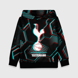 Детская толстовка 3D Tottenham FC в стиле glitch на темном фоне