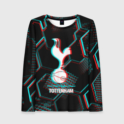 Женский лонгслив 3D Tottenham FC в стиле glitch на темном фоне