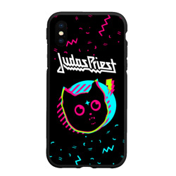 Чехол для iPhone XS Max матовый Judas Priest - rock star cat