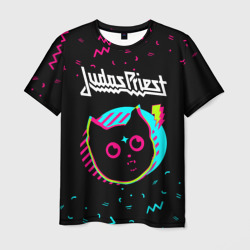 Мужская футболка 3D Judas Priest - rock star cat