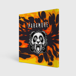 Холст квадратный Paramore рок панда и огонь