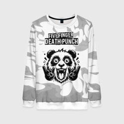 Женский свитшот 3D Five Finger Death Punch рок панда на светлом фоне