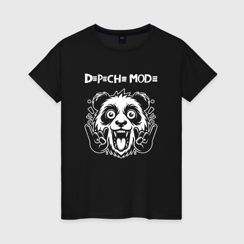 Женская футболка хлопок Depeche Mode rock panda, цвет черный