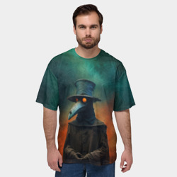 Мужская футболка oversize 3D Чумной доктор в цилиндре  - фото 2