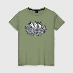 Птенцы – Женская футболка хлопок с принтом купить со скидкой в -20%