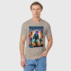Мужская футболка хлопок Minecraft - cyberpunk ai art fantasy - фото 2