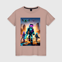 Женская футболка хлопок Minecraft - cyberpunk ai art fantasy