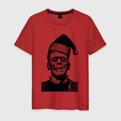 Монстр Франкенштейна в шапочке Санты – Мужская футболка хлопок с принтом купить со скидкой в -20%