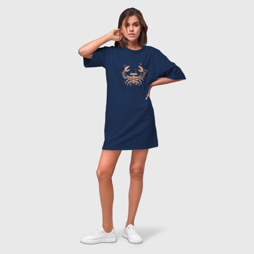 Платье-футболка хлопок Рак скелет астрологический знак, цвет темно-синий - фото 3