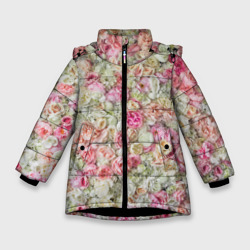Много роз белых и розовых – Зимняя куртка для девочек 3D с принтом купить