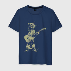  Кот играет на гитаре из золота  – Мужская футболка хлопок с принтом купить со скидкой в -20%
