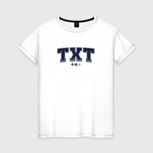 Женская футболка из хлопка с принтом TXT k-stars, вид спереди №1