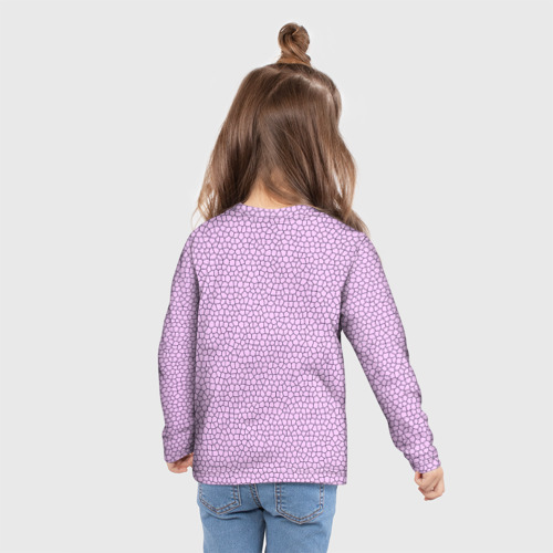 Детский лонгслив 3D с принтом Нежный розовый мозаика, вид сзади #2