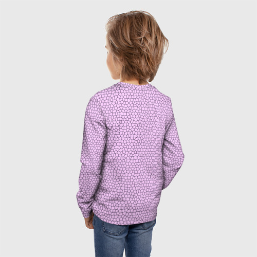 Детский лонгслив 3D с принтом Нежный розовый мозаика, вид сзади #2