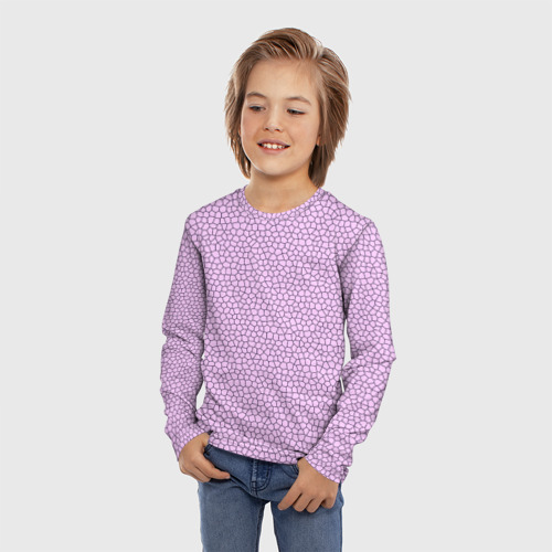 Детский лонгслив 3D с принтом Нежный розовый мозаика, фото на моделе #1