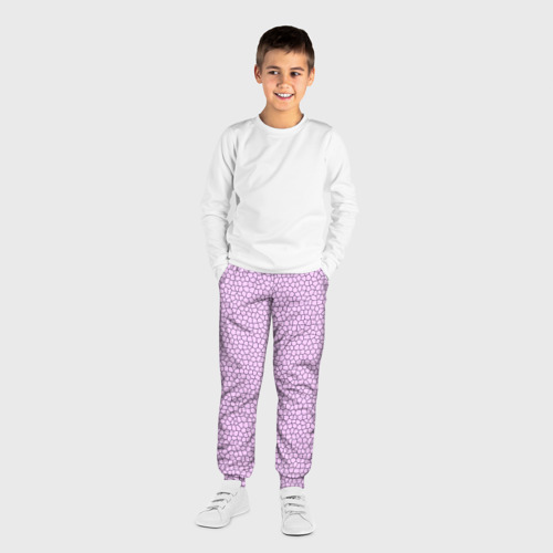 Детские брюки 3D с принтом Нежный розовый мозаика, вид сбоку #3