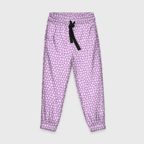 Детские брюки 3D с принтом Нежный розовый мозаика, вид спереди #2