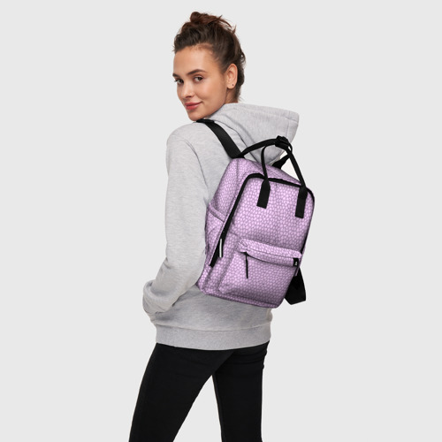 Женский рюкзак 3D с принтом Нежный розовый мозаика, вид сбоку #3