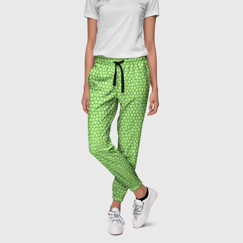 Женские брюки 3D Светло-зелёный мозаика , цвет 3D печать - фото 3
