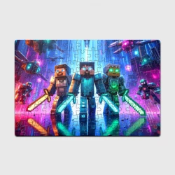 Головоломка Пазл магнитный 126 элементов Майнкрафт и киберпанк - коллаба