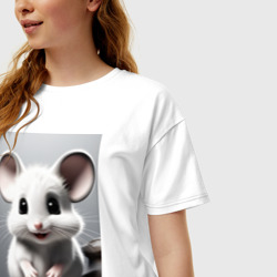 Женская футболка хлопок Oversize Мышка - фото 2