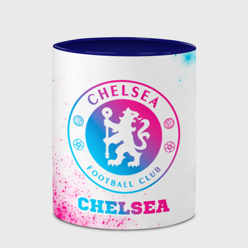 Кружка с полной запечаткой Chelsea neon gradient style, цвет белый + синий - фото 4