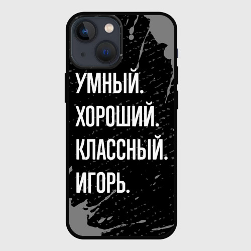 Чехол для iPhone 13 mini с принтом Умный хороший классный: Игорь, вид спереди #2