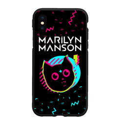 Чехол для iPhone XS Max матовый Marilyn Manson - rock star cat