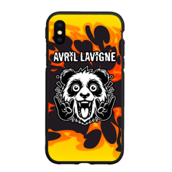Чехол для iPhone XS Max матовый Avril Lavigne рок панда и огонь