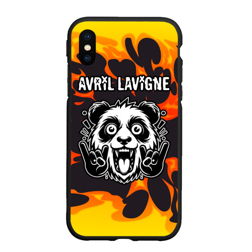 Чехол для iPhone XS Max матовый Avril Lavigne рок панда и огонь