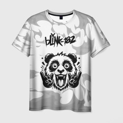 Мужская футболка 3D Blink 182 рок панда на светлом фоне