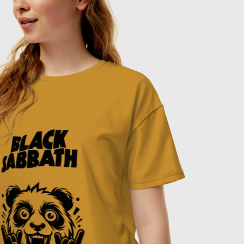 Женская футболка хлопок Oversize с принтом Black Sabbath - rock panda, фото на моделе #1