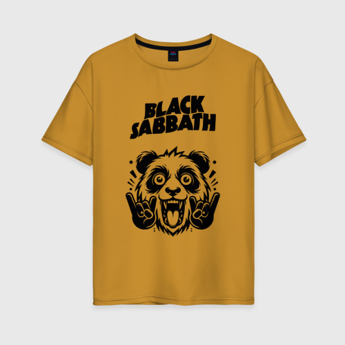 Женская футболка хлопок Oversize с принтом Black Sabbath - rock panda, вид спереди #2